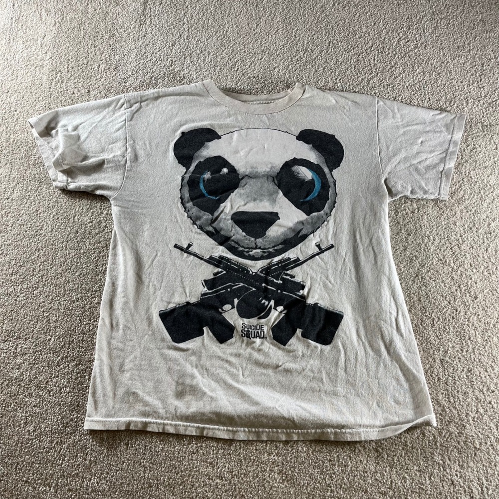 Suicide Squad Shirt Mens Medium Gray Panda Mask Short Sleeve Graphic‎ Tee